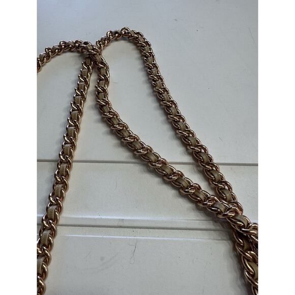 Rebecca Minkoff Tan Studded Bow Crossbody Purse Handbag Metallic Snake Chain - Picture 6 of 9